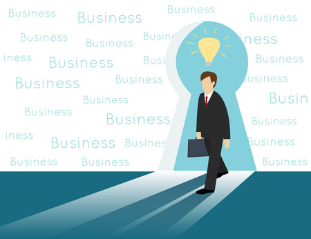 Businessman with idea and the way out . Business concept Isometric 3d design vector illustrationのイラスト素材
