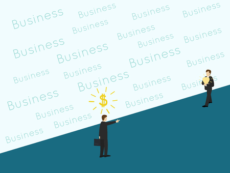 Business man pointing an ideas . Business concept Isometric 3d design vector illustrationのイラスト素材