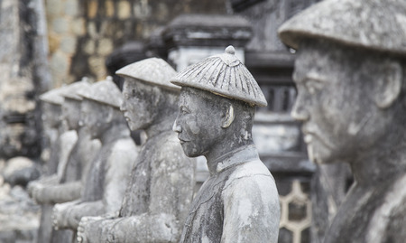Close up of the face of stone statue, Vietnamese Guarding the tomb Sculptures of the late Kingsの写真素材