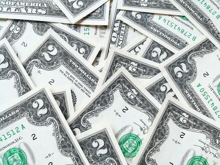 Dollar (USD) banknotes, currency of United States (USA). Many paper money background.