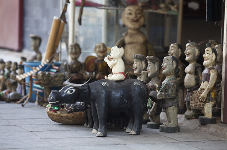The traditional water puppets of the theater in Hanoi, Vietnam.の写真素材
