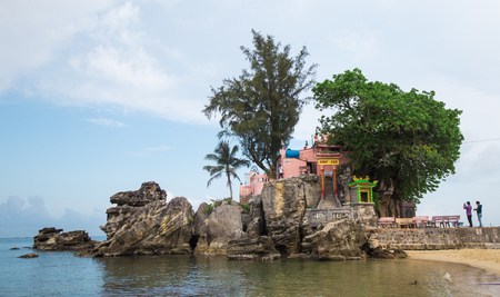 Phu Quoc, Vietnam - Mar 19, 2017: Phu Quoc island in a corner of a sunny day, far from the noise Dinh Cau temple, a famous religious view point on the island.のeditorial素材