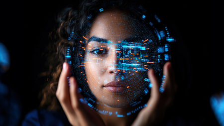 Businesswoman holding a digital wallet hologram, financial technology, global economy, inclusive financial solutions, fintech concept.の写真素材