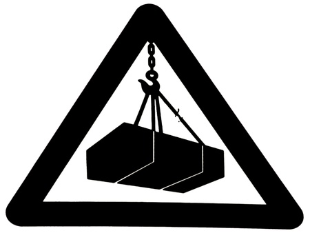 Sign that warns of the danger of suspended loadsの写真素材