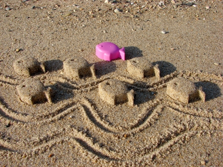 Buildings on the beach, sand minnowsの写真素材