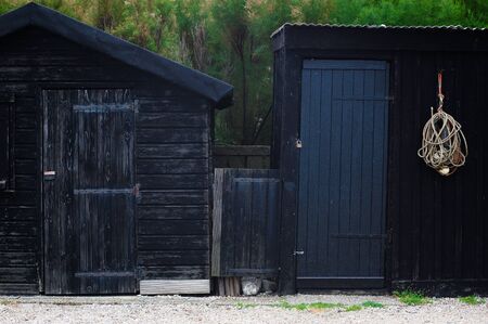 Fisherman cabin at the beach in Etretatの写真素材