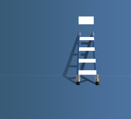 ladder made by pencil and white banner. steps to success concept