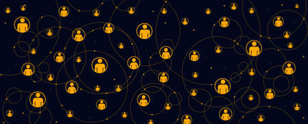Human network connection in geometric abstract and futuristic background. Business people...