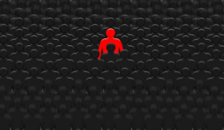 Selective focus on a different man from the crowd, concept of choice of person, Talented employee or independent manの写真素材