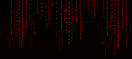 Red Abstract Digital binary code background with 0 and 1 digit. data security and software programming. failing down binary codes lines in red dark backgroundの写真素材