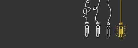 Solution Success idea Concept. Paperclip problem solving ideas concept. conceptual illustration of figuring out the steps of a successful idea. innovation and creativity, Light Bulb and paperclip.の写真素材