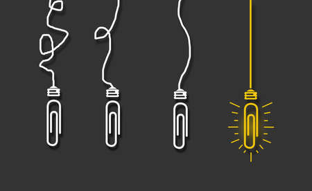 From hard to easy Success idea Concept. Paperclip problem solving ideas concept. conceptual illustration of figuring out the steps of a successful idea. innovation creativity and solutions conceptsの写真素材
