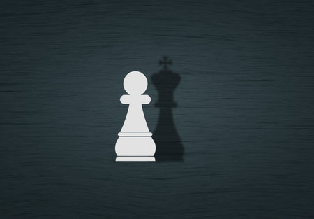 Chess pawn with king shadow, Dream and ambition business conceptの写真素材