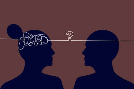 Difference between man and woman psychology Concept Creative Idea. Question mark ; what are the psychological differences between males and females?の写真素材
