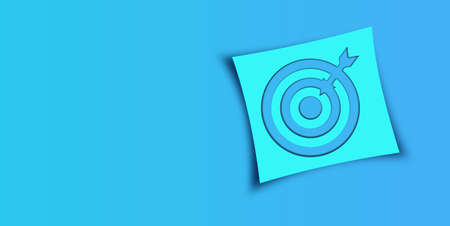 3d Target Symbol on paper with shadow in blue background. Business Goals and success concept Idea. Flat with copy spaceの写真素材