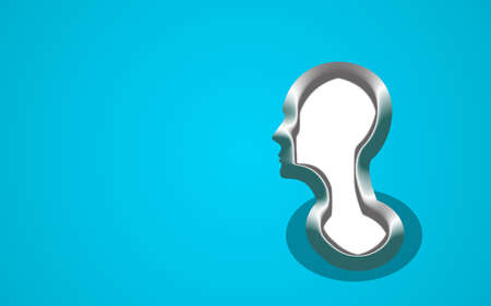 3D Human Head Status On Blue Background. Elastic Head. psychology, deep human brain study and mental health concept.の写真素材