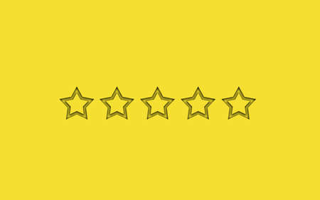 Yellow Background With Five Starts. 5 Star paper Cut out. Good customer review Concept	
.の写真素材