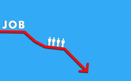 Job Career Concept. Decreasing Graph with workers. Job Disadvantages in life Conceptual ideaの写真素材