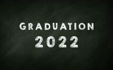 Graduation 2022 Chalkboard . Lettering On a School green Chalk Board. Students graduation in 2022...