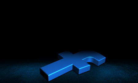 3D Rendering Facebook Logo Laying in Dark texture background. Three-dimensional Social Media Icon lay on the Floor 3D render signs . Minimal Flat Conceptのeditorial素材