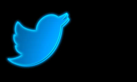 Twitter 3D Logo Modern Design Minimal in black Background with copy space. Glossy Flying Bird icon trendy Style. 3D Renderingのeditorial素材