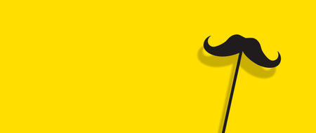 Mustache Symbol Minimal in yellow background with copy space. fathers day and males Conceptの写真素材