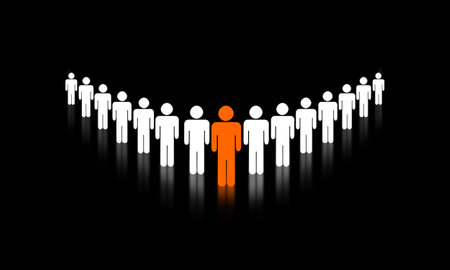 Spatial Man leading The Crowd of people Concept. Businessman Team and leadership Ideaの写真素材