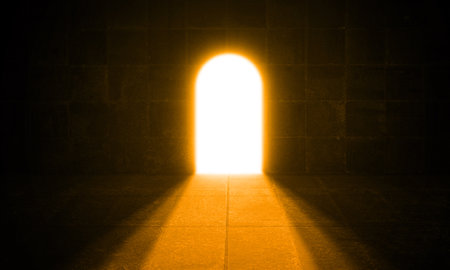 Light from the entrance to the tunnel. 3d render illustration.の写真素材