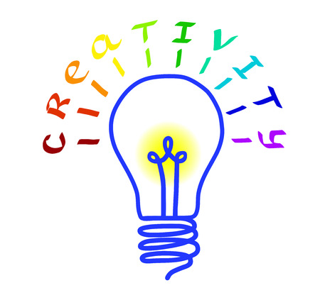 Creativity concept. Light bulb with lettering. Concept or creative thinking and unique ideas. Vector illustrationのイラスト素材