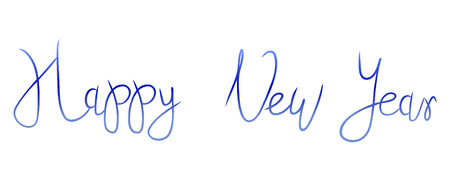 Vector watercolor Bright Happy New Year hand lettering text on white background, for for greetings, cards, advertising, letters, labels, gifts, packaging, banners. EPS 10のイラスト素材