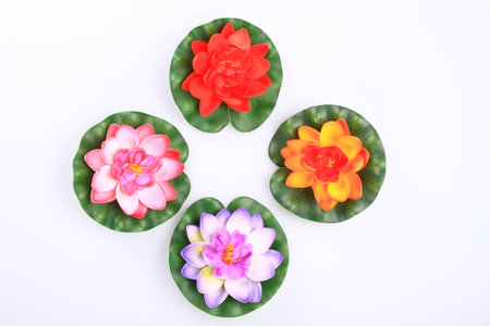 color artificial Lotus on white back ground  Hand made modern Thai art color artificial Lotus on white back ground  Hand made modern Thai art の写真素材