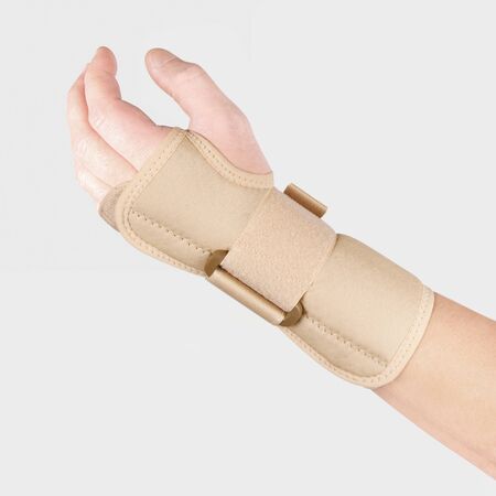Elastic Wrist Bandage. Orthopedic medical Fitness Hand Bandage. Elastic Wrist Injury Support. Sport Protective Wristband. Wrist Positioning Orthosis. Wrist pain.の写真素材