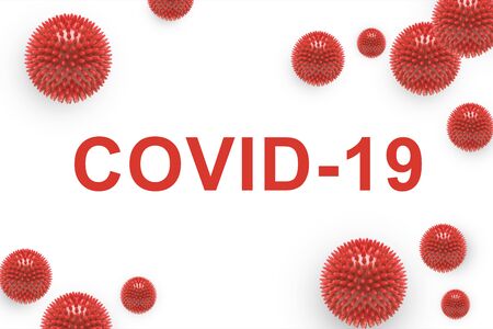 COVID-19. Coronavirus concept inscription typography design  vector illustration on white background. World Health Organization WHO introduced name for Coronavirus disease COVID-19. Corona covid19.の写真素材