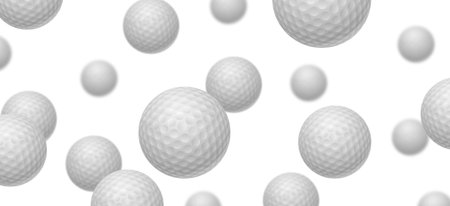 Golf balls pile group isolated on white. Group of white ballsの写真素材