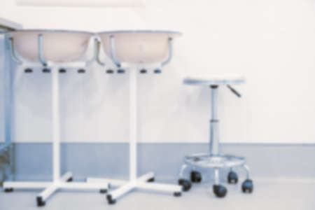 Abstract blur of hospital and clinic interior. Modern equipment in operating room. Medical devices...