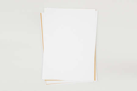 Sheets of white and craft paper A4 or A5 with shadows isolated on a white background. Book pages...