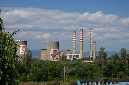 Sofia, Bulgaria. 20.07.2021. Thermal power station in the capital of Bulgaria - Sofia, in summer. Sunny summer weather.のeditorial素材