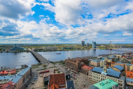 Panorama of Riga an blue skyの写真素材