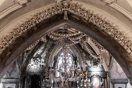 View of the Sedlec Ossuary interiorのeditorial素材