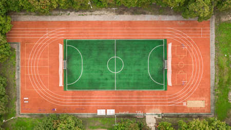 Aerial view of small stadium