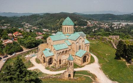 Aerial view of Bagrati Cathedral in Kutaisiの写真素材