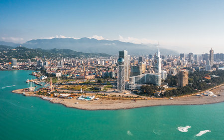 Aerial view of Batumi. It is a Black Sea resort and port city in Georgiaの写真素材