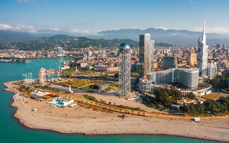 Aerial view of Batumi. It is a Black Sea resort and port city in Georgiaの写真素材