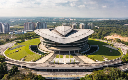 Malaysia, Putrajaya, January 2023 - Putrajaya International Convention Centre. Aerial view