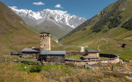 The Ushguli Church of the Mother of Godの写真素材