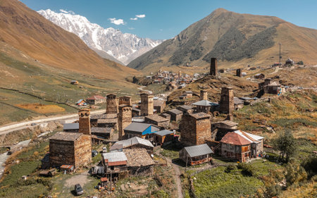 Aerial view of Chazhashi villageの写真素材