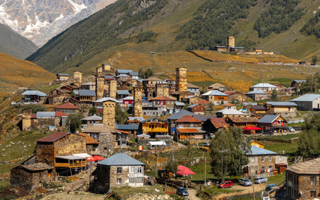 View of Ushguli villageの写真素材
