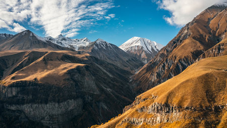 Mountain landscape in Georgia in autumnの写真素材