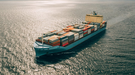 Container ship in the sea