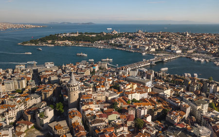 High angled view of Istanbulの写真素材